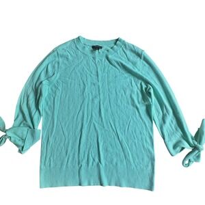 $120 HALOGEN Mint Green Crewneck Sweater LARGE Viscose Cashmere Blend Coquette